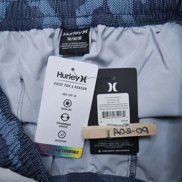 Hurley Men's Hybrid Lightweight Sport Volley Shorts Blue Camouflage Sizes M L XL - Picture 6 of 10